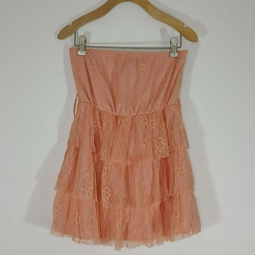 Rue 21 Lace Tiered Tube Top Medium Coquette Cottagecore Fairycore Pink